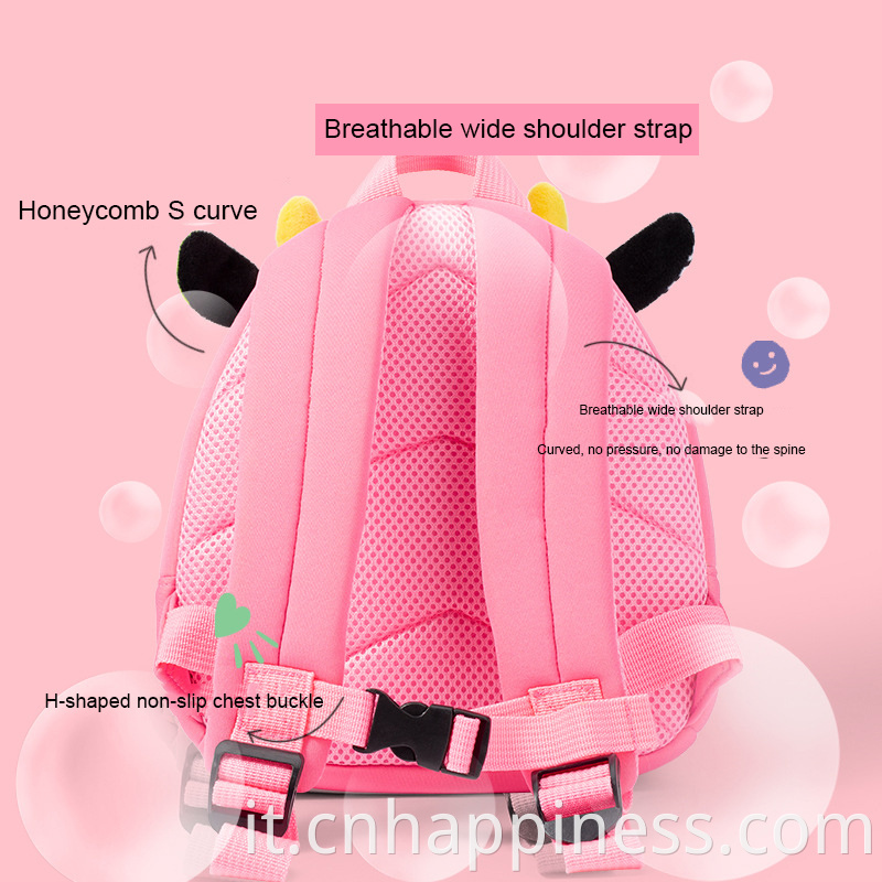 2022 LOGO Custom Travel Trendy Neoprene Wateron Cartunone Carino Animale Backpack Animal Bag del bambino asilo per bambini Borse per bambini
